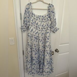 Baltic Born Fabian Jacquard Blue Floral Midi Dress